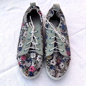 Timberland 1973 Floral Canvas/Leather Slip On Boat Shoes Lace Up Size 9